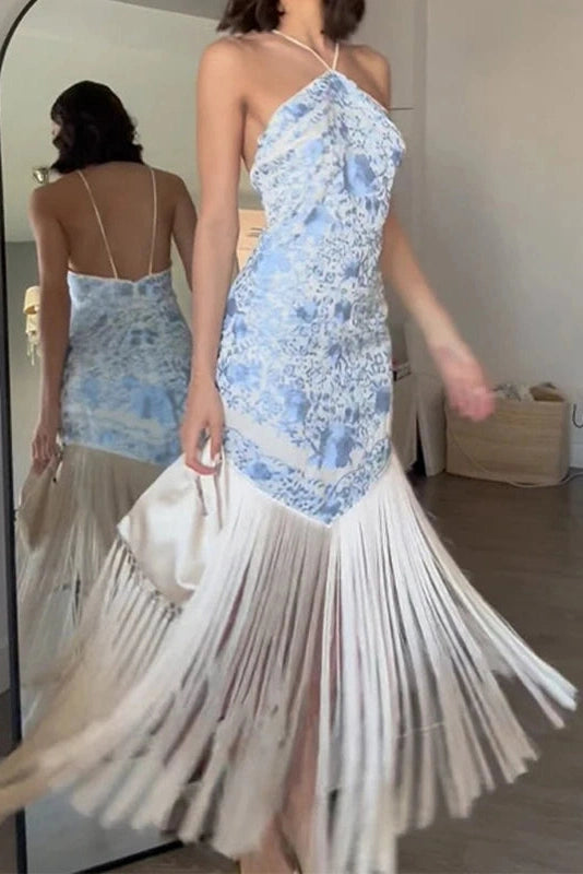 Glorol - Elegant High Waist Backless Maxi Dress