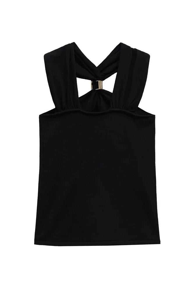 Glorol - Backless Sleeveless V-Neck Top
