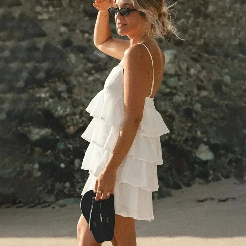 Glorol - Elegant Backless Patchwork Mini Dress