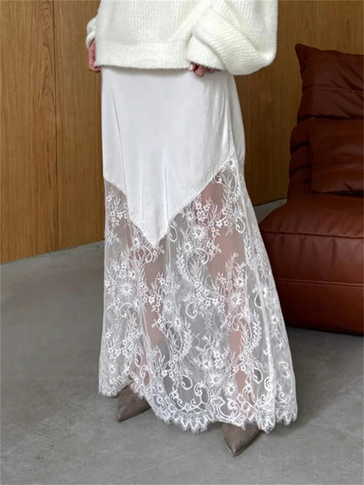Glorol - High Waist Lace Patchwork Skirt