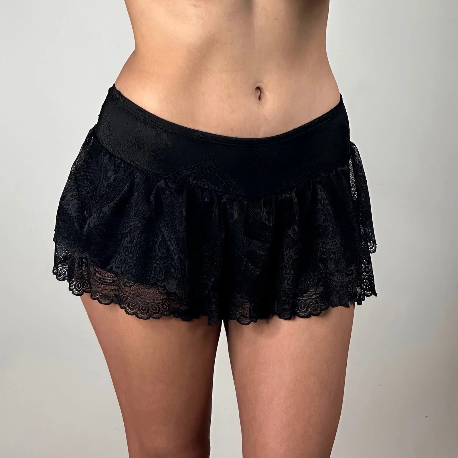 Glorol - Lace Slip A-Line Pleated Skirt