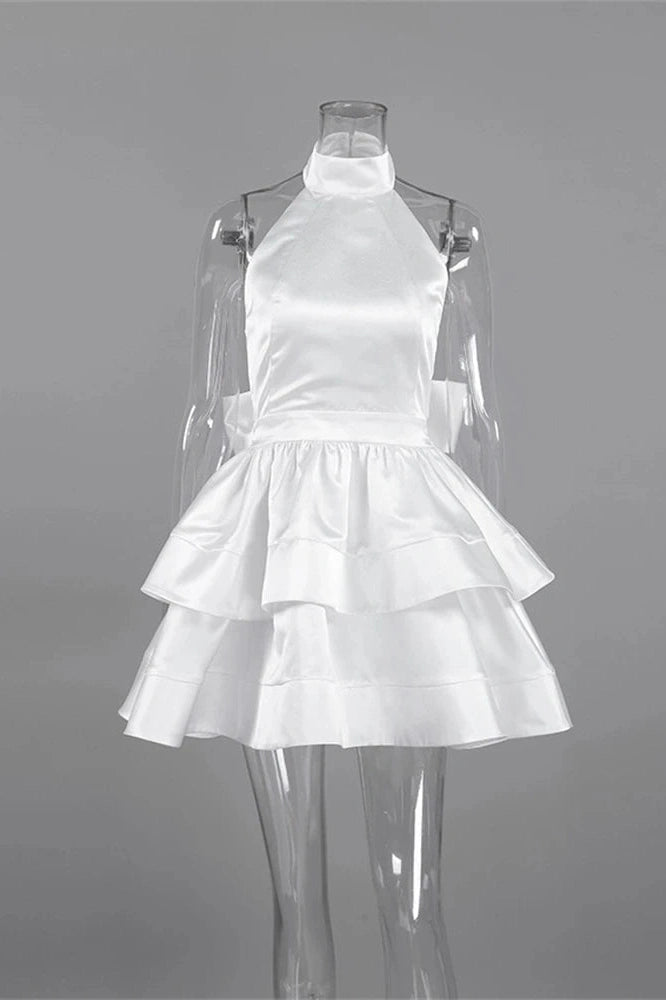Glorol - Elegant High Waist Backless Mini Dress