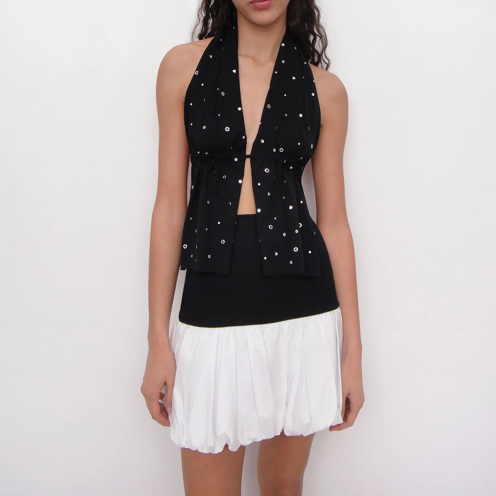 Glorol - Bubble Elastic Waist Pleated Skirt