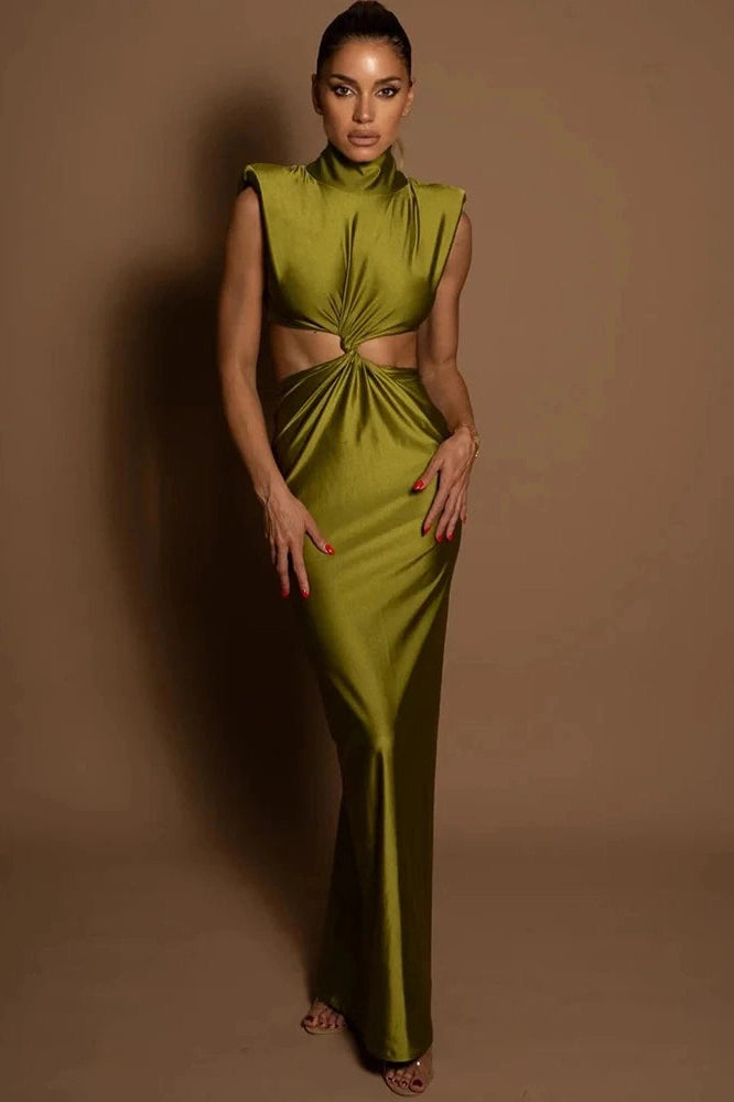 Glorol - Hollow Out Sleeveless Bodycon Maxi Dress