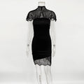 Glorol - Lace Patchwork Hollow Out See Through Strapless Mini Dress
