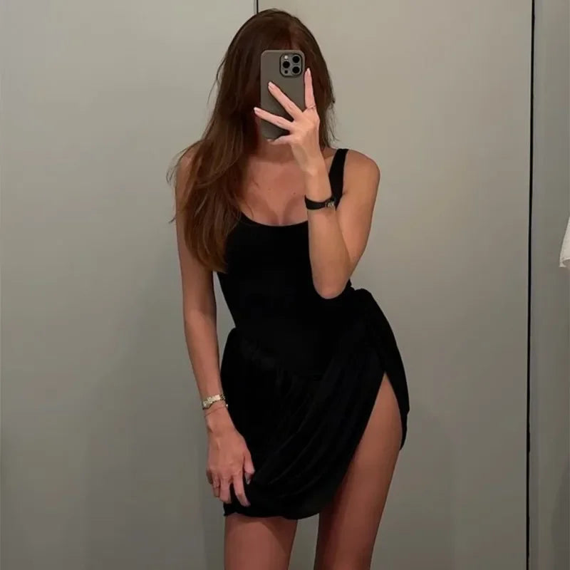 Glorol - Elegant High Waist Backless Mini Dress
