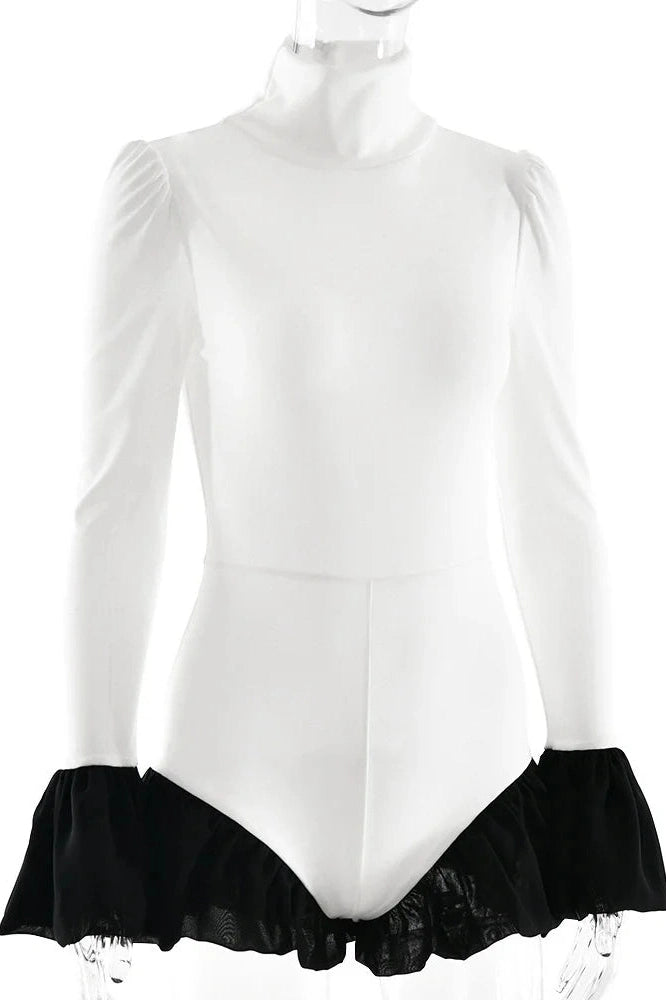 Glorol - Patchwork Slim Long Sleeve Bodycon Mini Dress