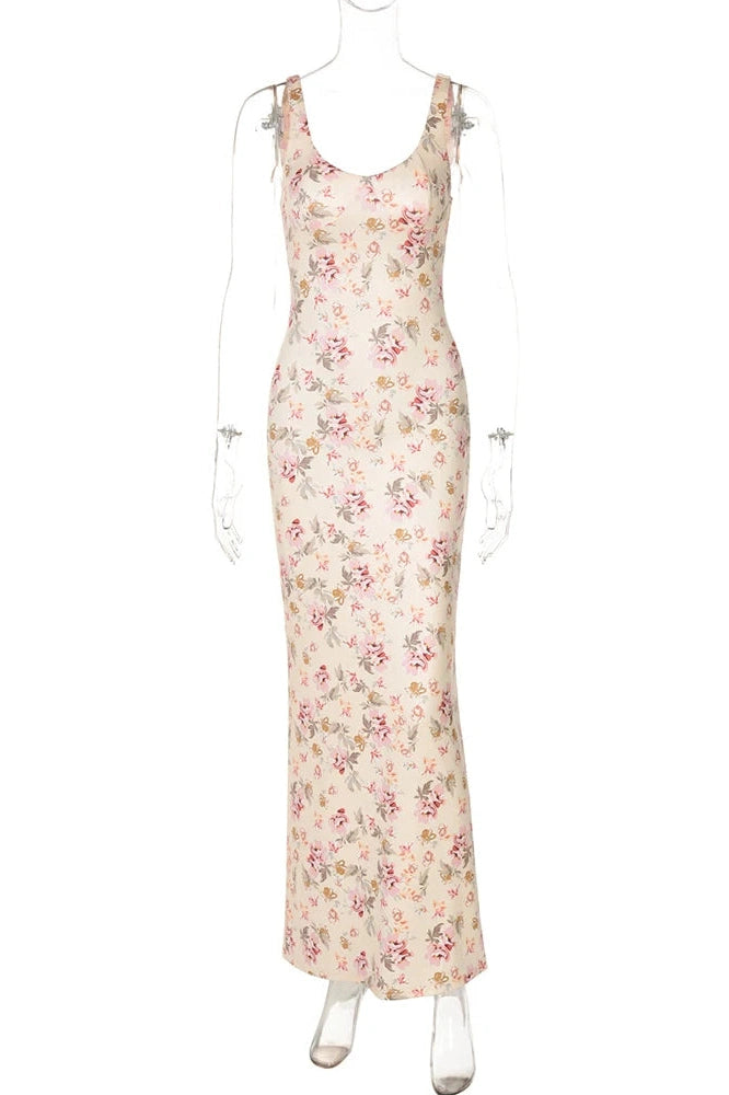 Glorol - Elegant Printed Sleeveless Maxi Dress