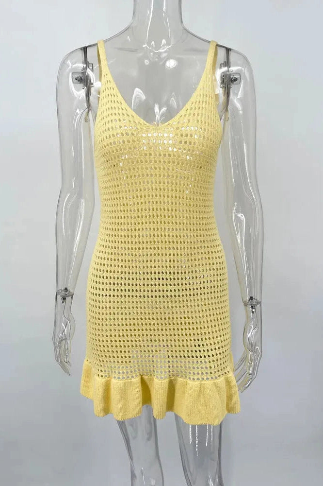 Glorol - Hollow Out V-Neck Mini Dress
