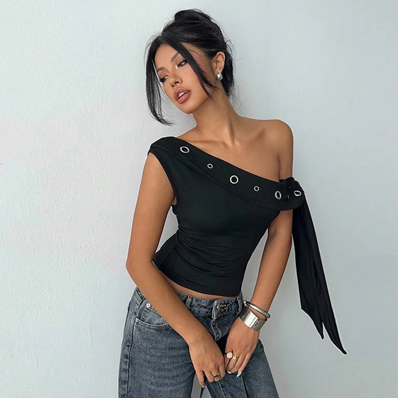 Glorol - Hollow-Out One-Shoulder Top