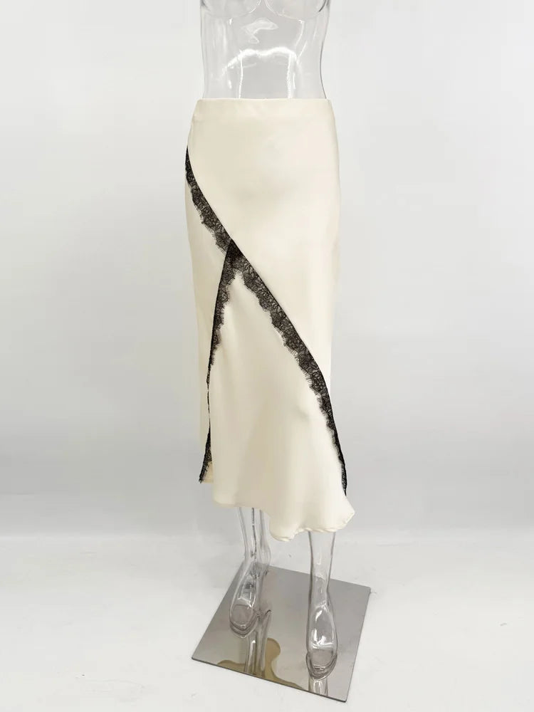 Glorol - High Waist Lace Patchwork Skirt
