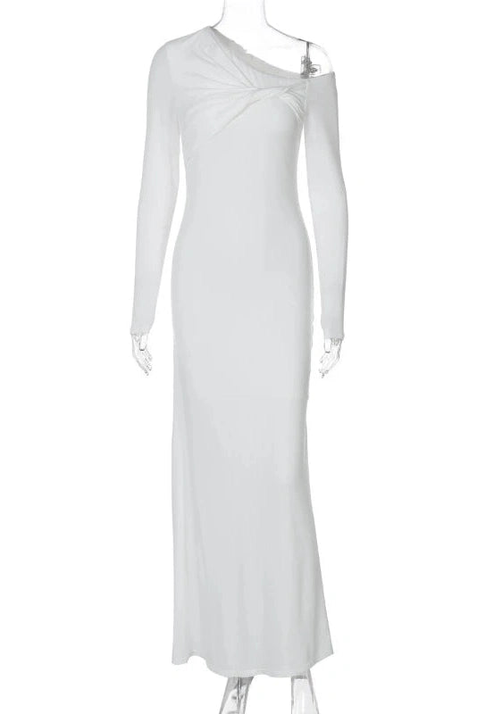 Glorol - Elegant Full Sleeve Slim High Waist Maxi Dress