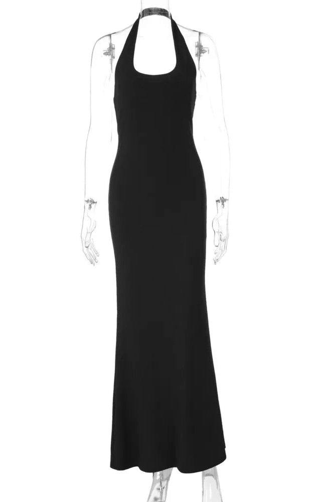 Glorol - Backless U Neck Sleeveless High Waist Maxi Dress