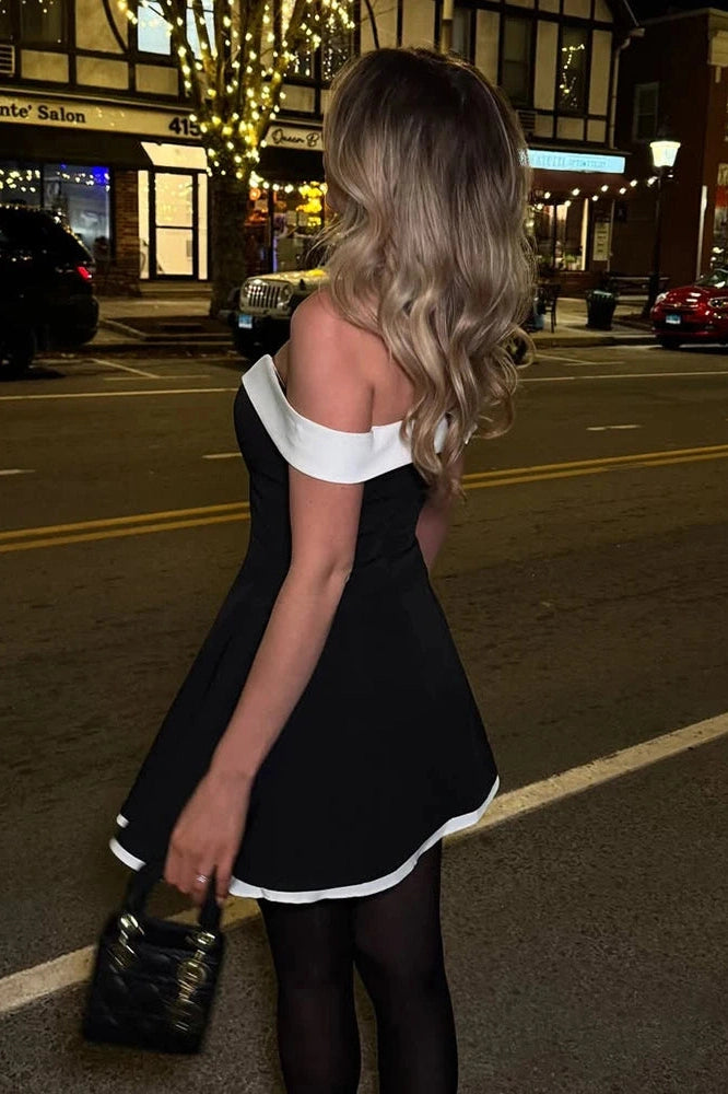 Glorol - Elegant Slim Backless Off-Shoulder Mini Dress