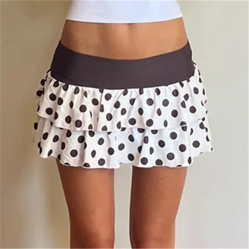 Glorol - Polka Dot Low Rise Print Skirt