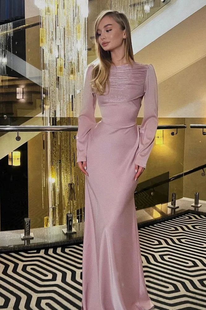 Glorol - O-Neck Long Sleeve High Waist Maxi Dress