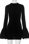 Glorol - Elegant High Waist Long Sleeve Bodycon Mini Dress