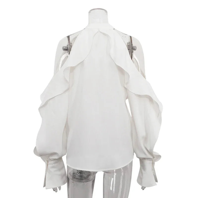 Glorol - Round Collar Off-Shoulder Top