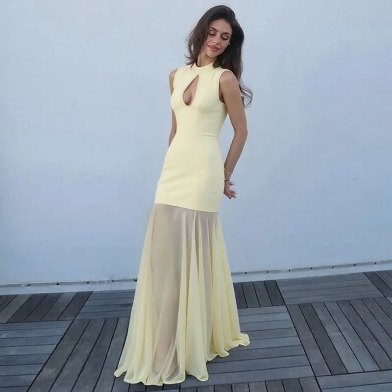 Glorol - Hollow Out Sleeveless Slim Maxi Dress