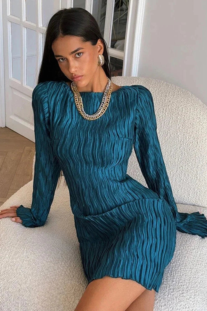 Glorol - Elegant Long Sleeve Mini Dress