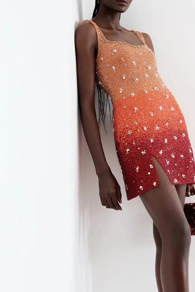 Glorol - Elegant Printed Sleeveless Slim Backless Mini Dress