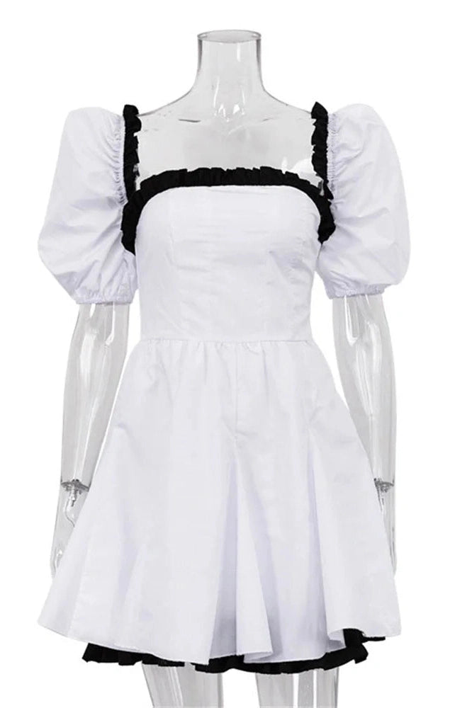 Glorol - Patchwork Short Sleeve Slim Mini Dress