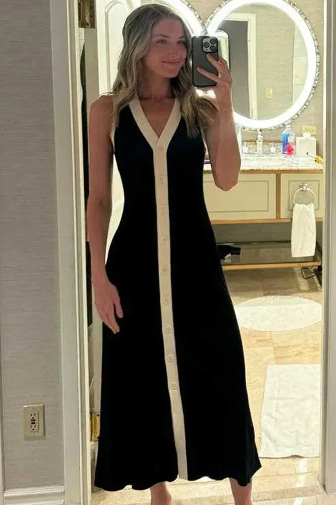 V-Neck Sleeveless Maxi Dress