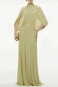 Glorol - Hollow Out Shawl Sleeve Slim High Waist Maxi Dress