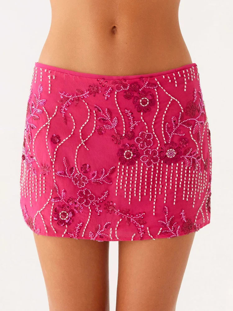Glorol - Low Waist Sparkle Elegant Skirt