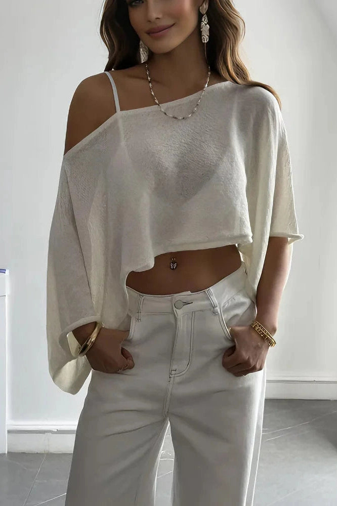 Glorol - See-Through One-Shoulder Loose Top