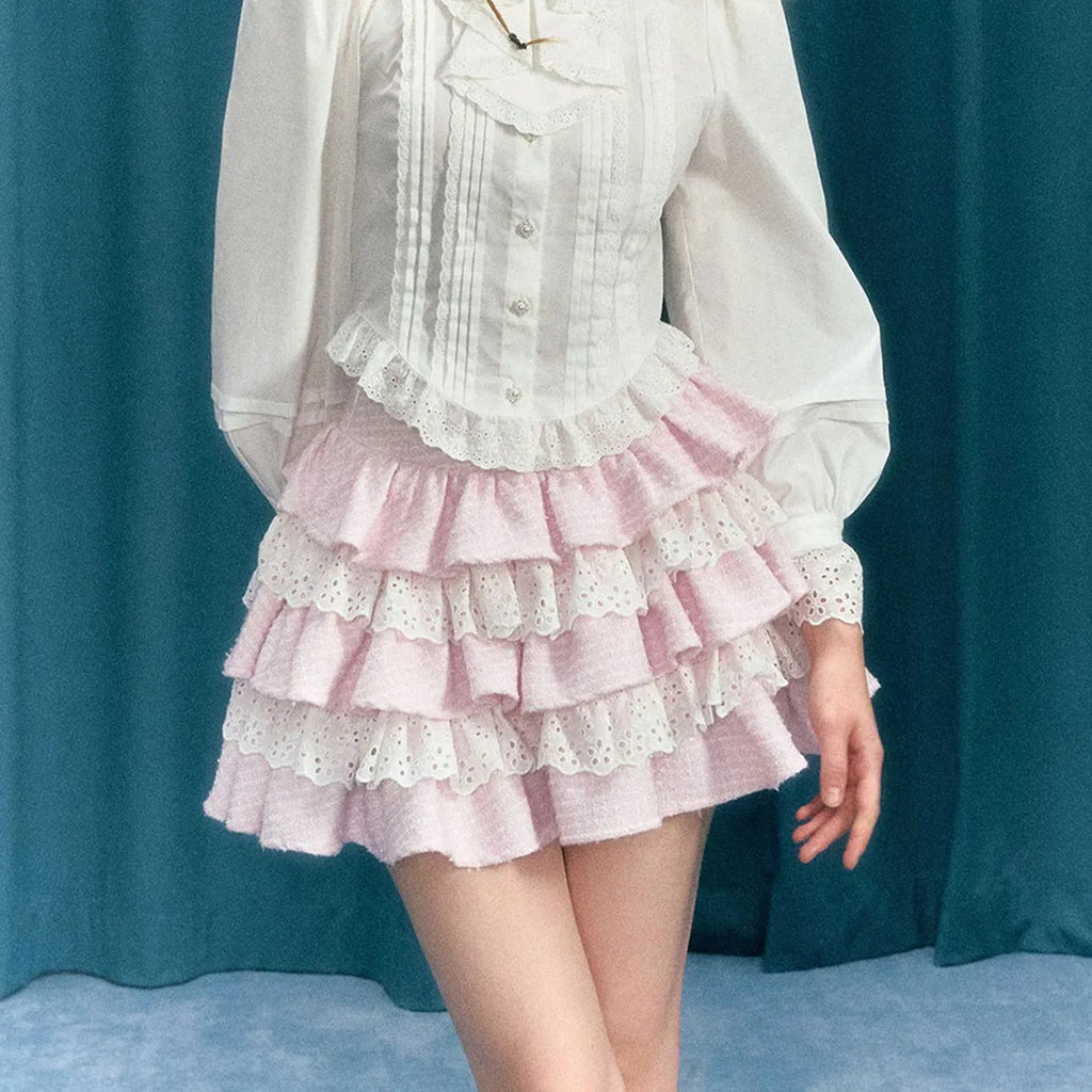 Glorol - Kawaii Layered High Waist Lace Skirt