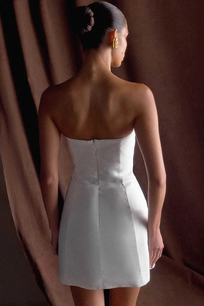 Glorol - Off-Shoulder Strapless Zipper Sleeveless Backless Bodycon Mini Dress