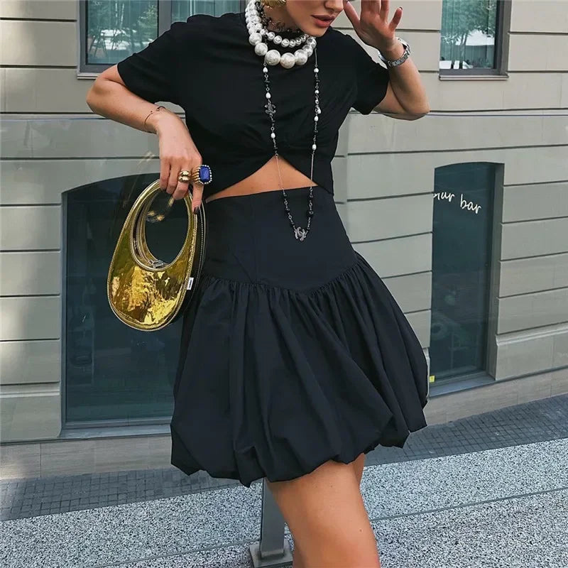 Glorol - Elegant Bubble High Waist Skirt