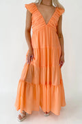 Glorol - Elegant V-Neck Loose Pleated Maxi Dress
