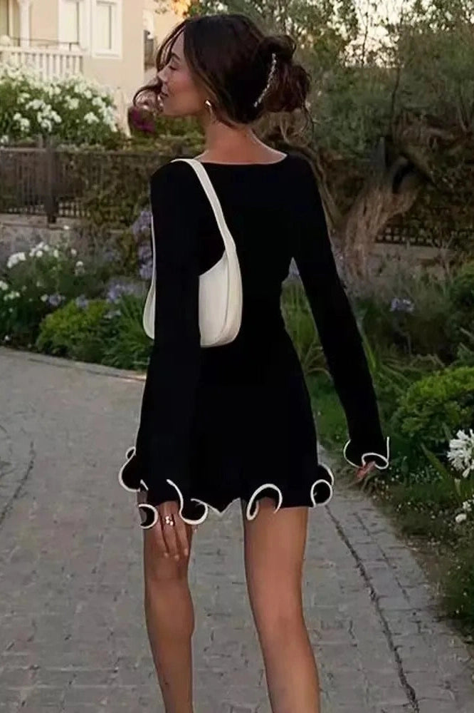 Glorol - Long Sleeve Pullover O-Neck Mini Dress