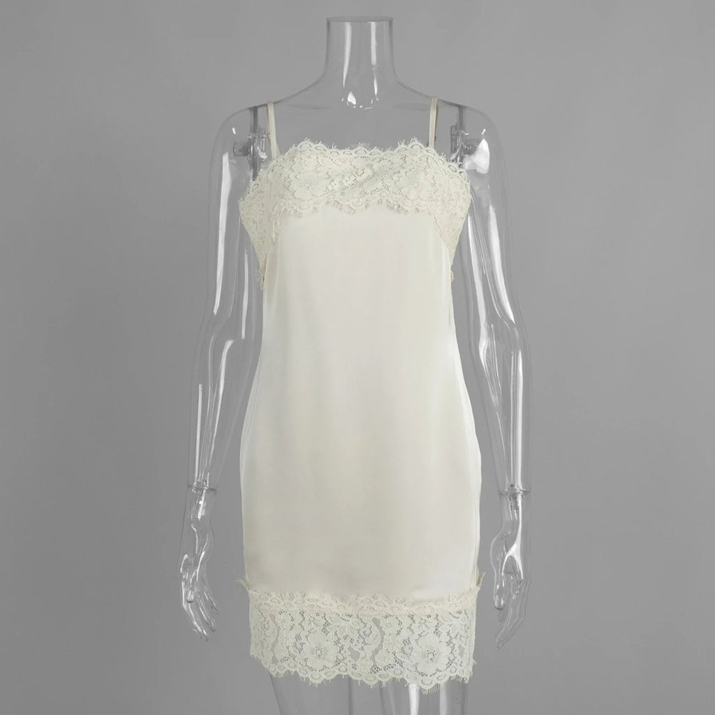 Glorol - Elegant Patchwork Backless Mini Dress