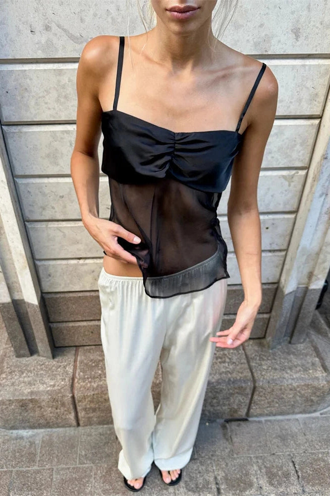 Glorol - See-Through Backless Sleeveless Top