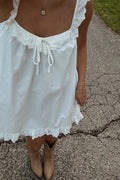 Backless Lace-Up Loose Pleated Sleeveless Mini Dress