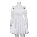 Glorol - Lace-Up A-Line High Waist Pleated Mini Dress