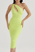 Glorol - One Shoulder Hollow Out Sleeveless Backless Midi Dress