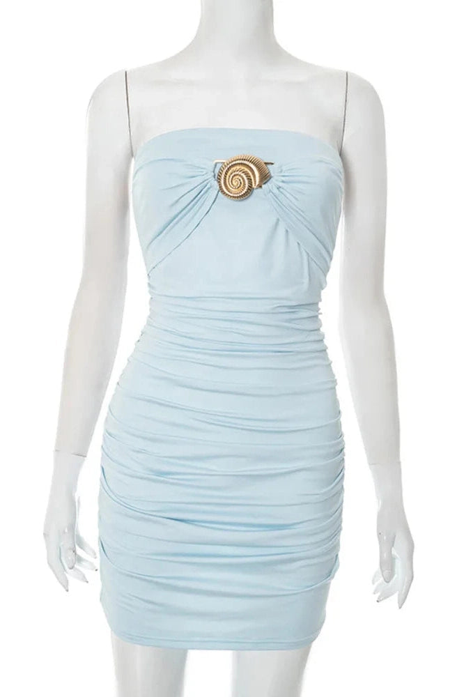 Glorol - Off-Shoulder Strapless Sleeveless Backless Bodycon Mini Dress