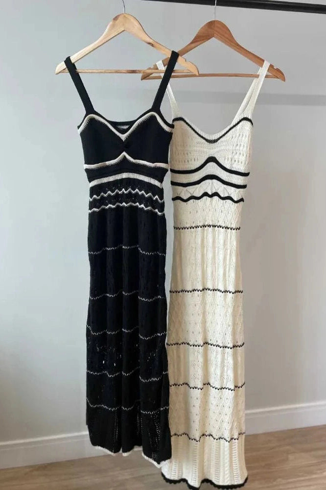 Glorol - Hollow Out Spaghetti Strap Backless Slit Maxi Dress