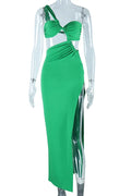 Glorol - One Shoulder Strap Strapless Sleeveless Backless Maxi Dress