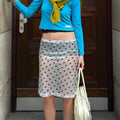 Glorol - See Through Sequins Sparkle Lace Low Waist Skirt