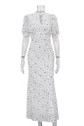 Glorol - Printed V-Neck Short Sleeve High Waist Maxi Dress