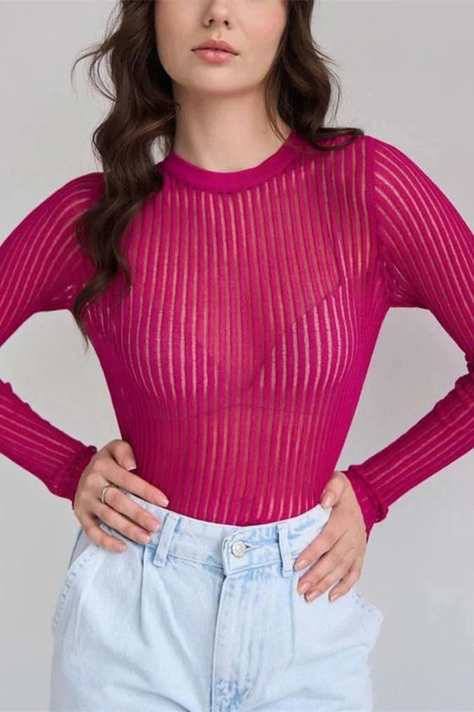 Glorol - See-Through Slim Long Sleeve Top