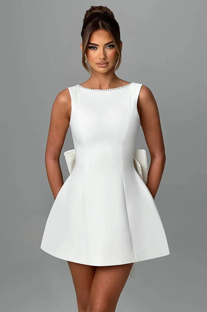 Glorol - Backless Zipper Sleeveless High Waist A-line Mini Dress