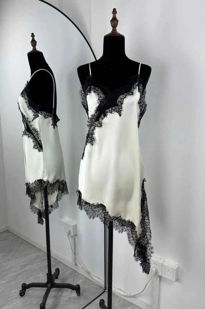 Glorol - Lace Printed V-Neck Patchwork Backless Top