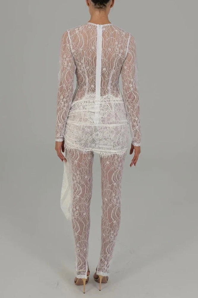 Glorol - Lace See Through Long Sleeve Jumpsuit
