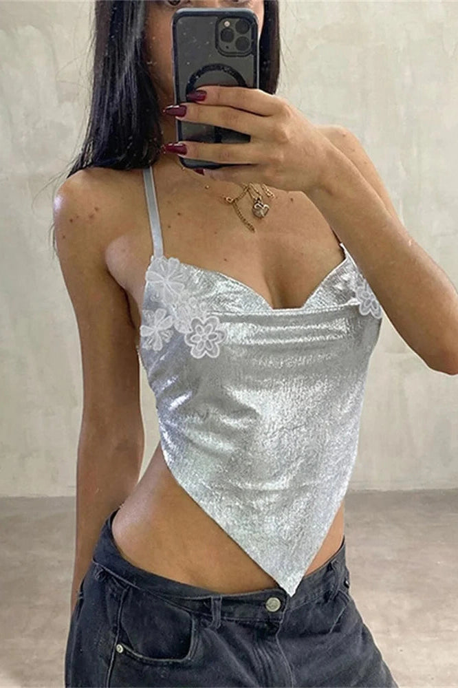 Glorol - Backless Printed Patchwork Top